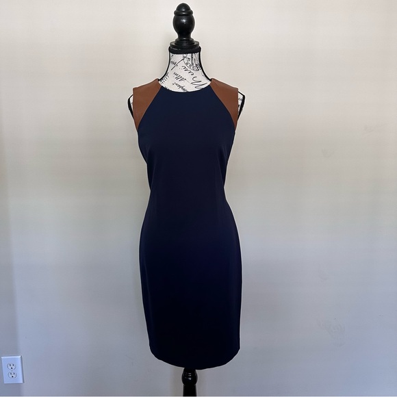 Ralph Lauren Navy and Brown Mini Dress - Picture 1 of 4
